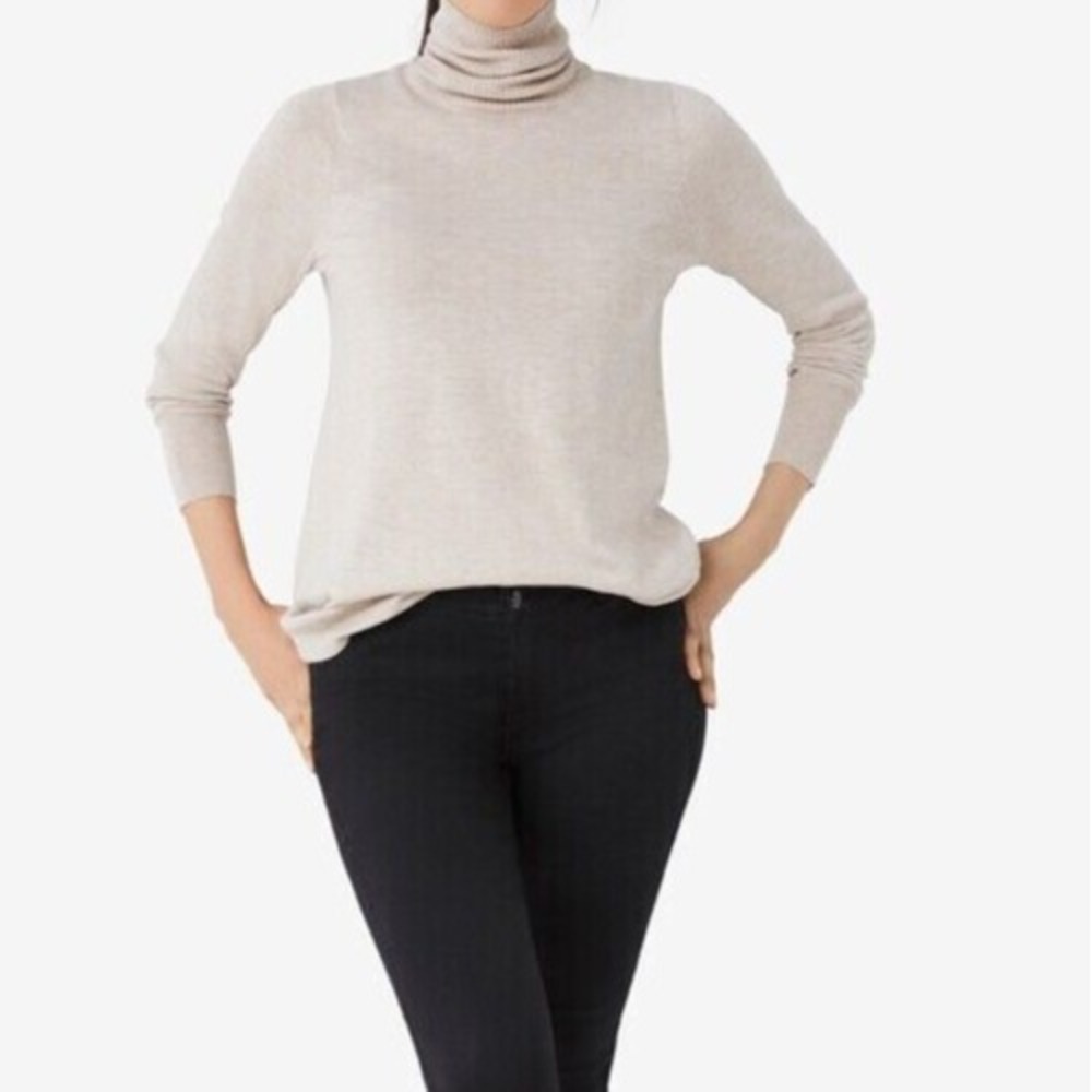 Ellos Turtleneck Sweater Knit Pullover Long Sleeve Beige 2X